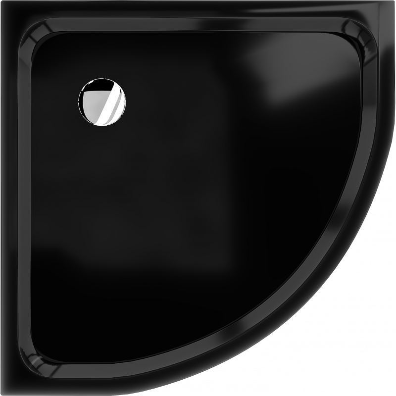 Mexen Flat receveur de douche demi-rond slim 70 x 70 cm, noir, siphon chromé - 41707070