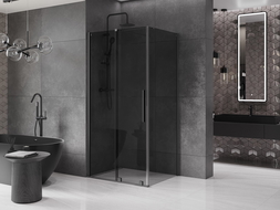 Mexen Velar cabine de douche coulissante 140 x 100 cm, graphite, métal pistolet - 871-140-100-41-95