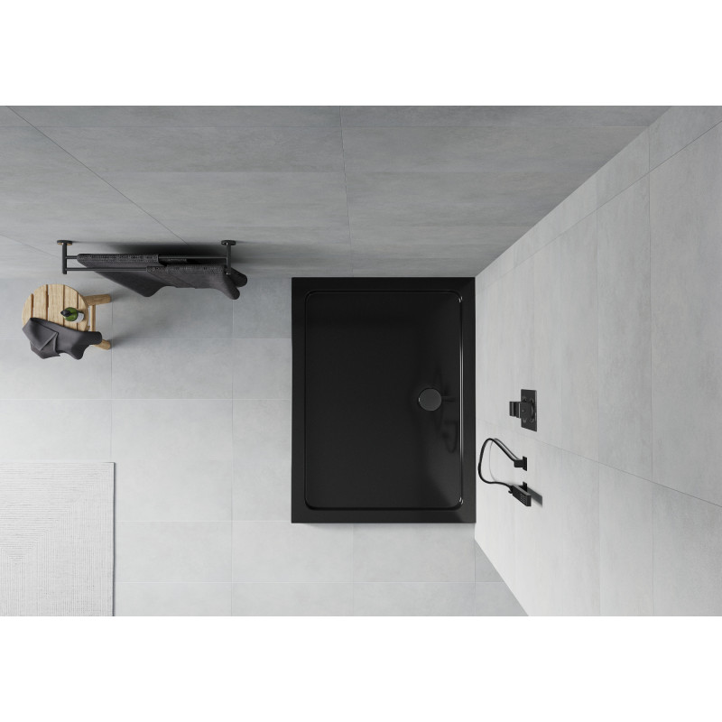 Mexen Flat receveur de douche rectangulaire slim 120 x 80 cm, noir, siphon noir - 40708012B
