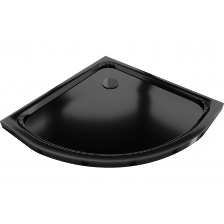 Brodzik półokrągły slim 90 x 90 cm, czarny, syfon czarny - 41709090B