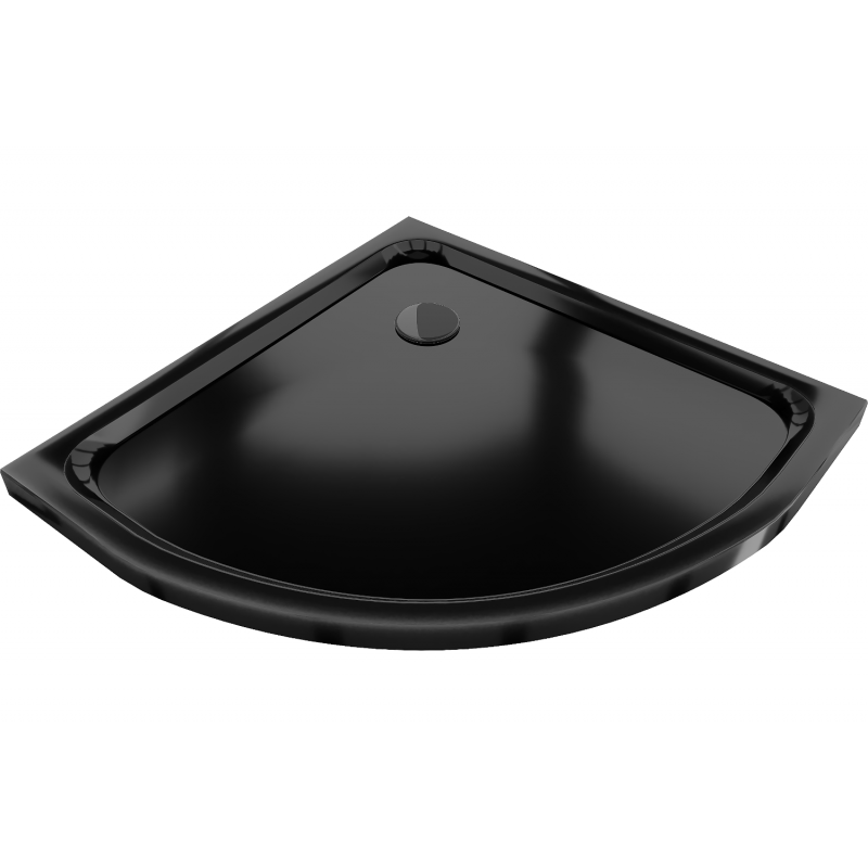 Mexen Flat receveur de douche demi-circulaire slim 70 x 70 cm, noir, siphon noir - 41707070B