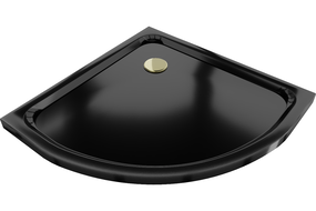 Mexen Flat receveur de douche semi-circulaire slim 90 x 90 cm, noir, siphon doré - 41709090G