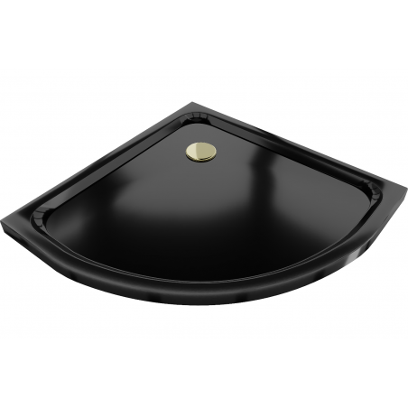 Mexen Flat receveur de douche semi-circulaire slim 80 x 80 cm, noir, siphon doré - 41708080G
