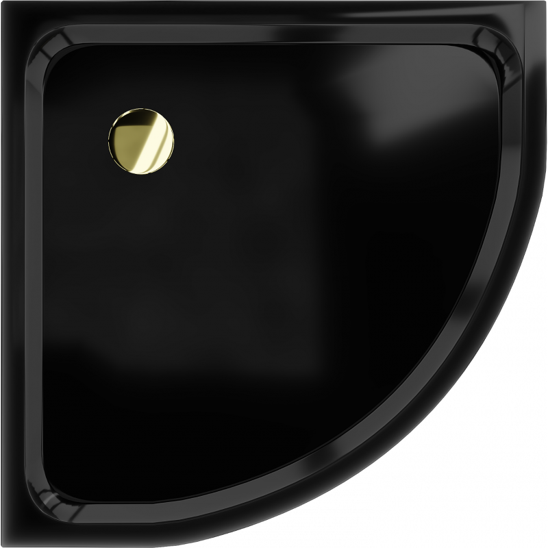 Mexen Flat receveur de douche demi-circulaire slim 70 x 70 cm, noir, siphon doré - 41707070G
