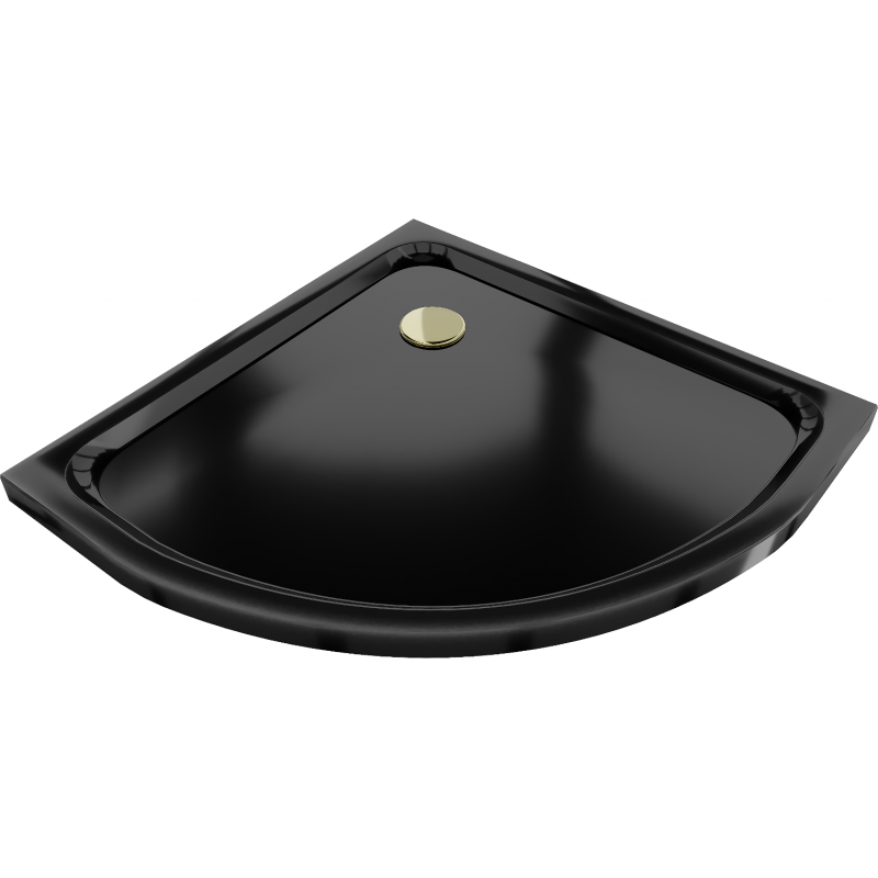 Mexen Flat receveur de douche demi-circulaire slim 70 x 70 cm, noir, siphon doré - 41707070G