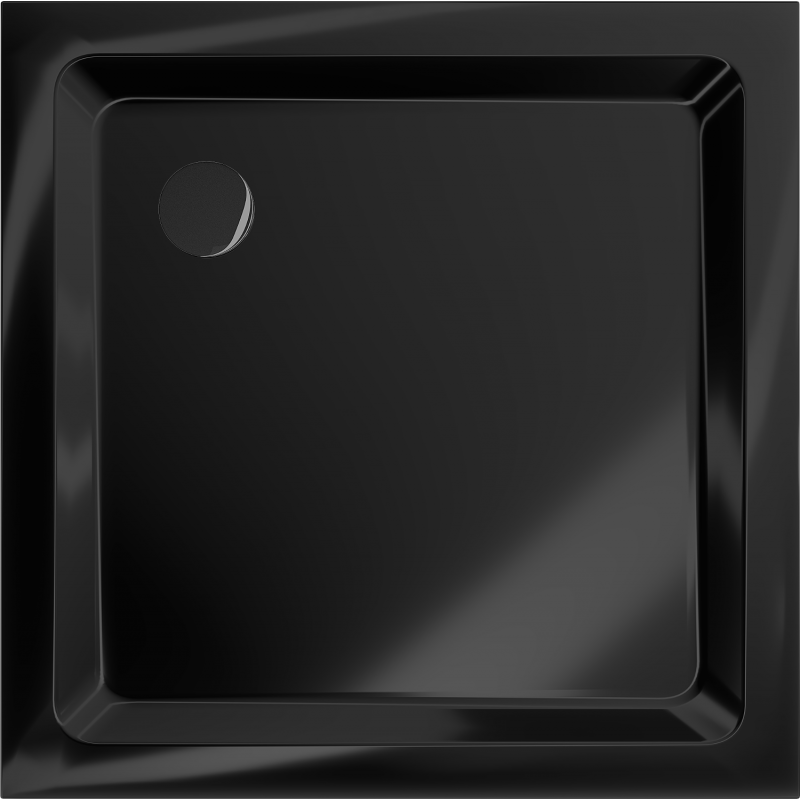Mexen Flat receveur de douche carré slim 80 x 80 cm, noir, siphon noir - 40708080B