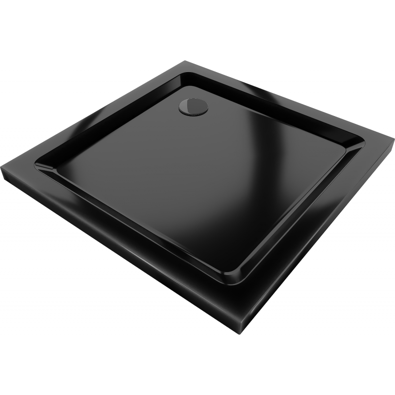 Mexen Flat receveur de douche carré slim 80 x 80 cm, Noir, siphon Noir - 40708080B