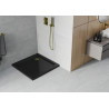 Mexen Flat receveur de douche carré slim 80 x 80 cm, noir, siphon doré - 40708080G