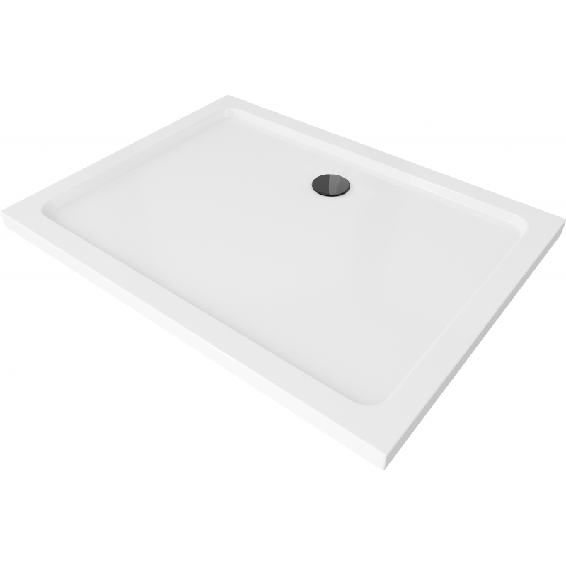 Mexen Flat receveur de douche rectangulaire slim 100 x 70 cm, Blanc, siphon Noir - 40107010B
