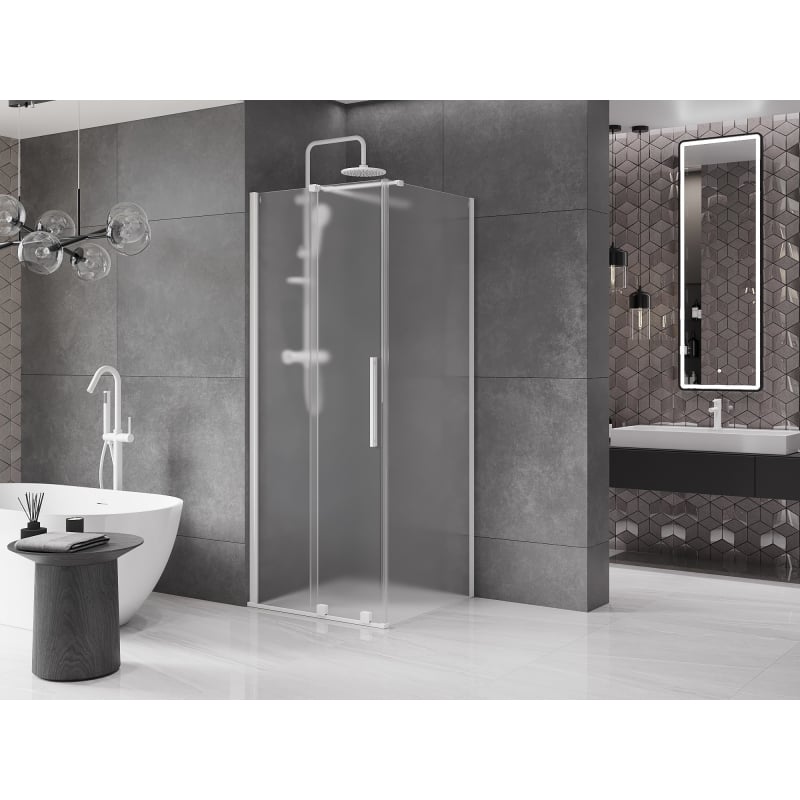 Mexen Velar cabine de douche coulissante 120 x 120 cm, givrée, blanche - 871-120-120-31-20