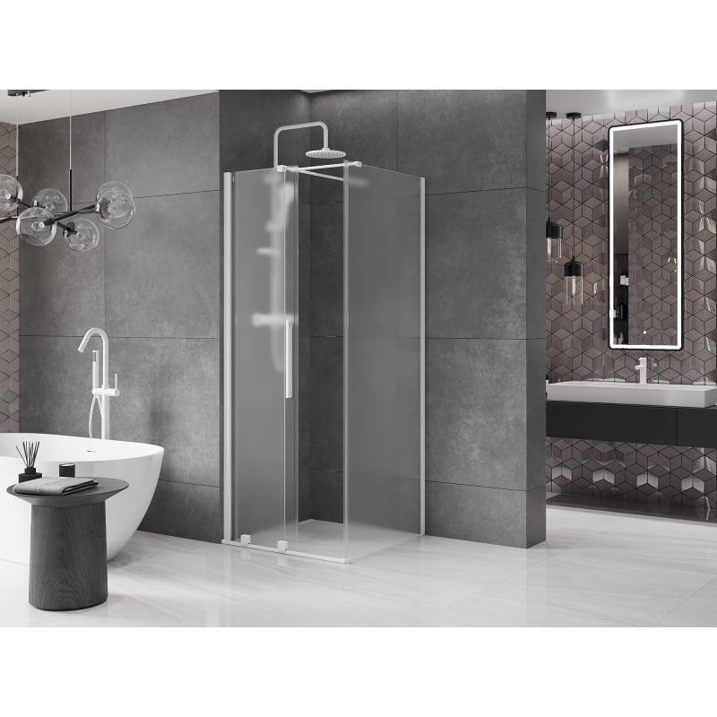 Mexen Velar cabine de douche coulissante 120 x 120 cm, givrée, blanche - 871-120-120-31-20