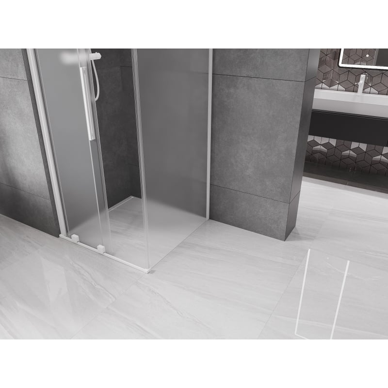 Mexen Velar cabine de douche coulissante 120 x 120 cm, givrée, blanche - 871-120-120-31-20