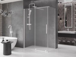 Mexen Velar cabine de douche coulissante 140 x 85 cm, givré, blanche - 871-140-085-31-20