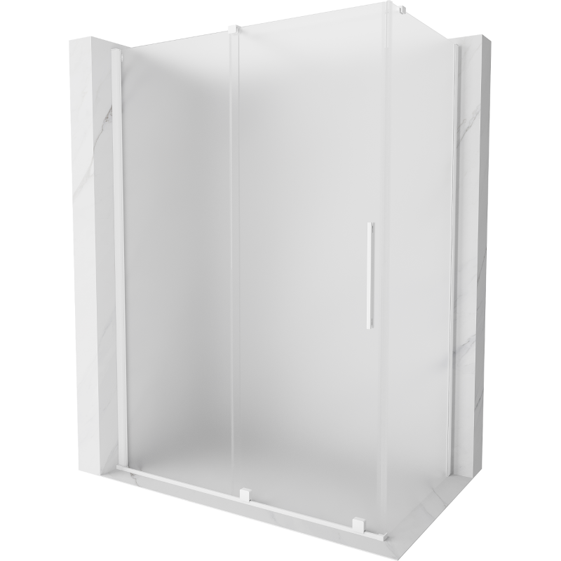 Mexen Velar cabine de douche coulissante 140 x 80 cm, givrée, blanche - 871-140-080-31-20