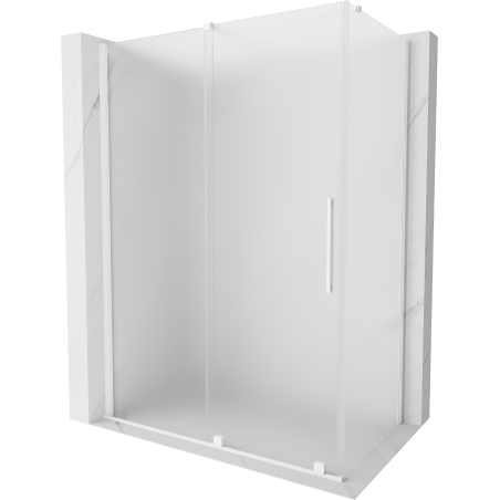 Mexen Velar cabine de douche coulissante 140 x 80 cm, givrée, blanche - 871-140-080-31-20