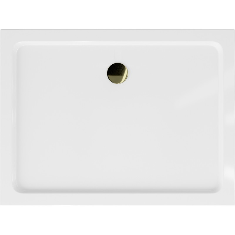 Mexen Flat receveur de douche rectangulaire slim 80 x 70 cm, blanc, siphon doré - 40107080G