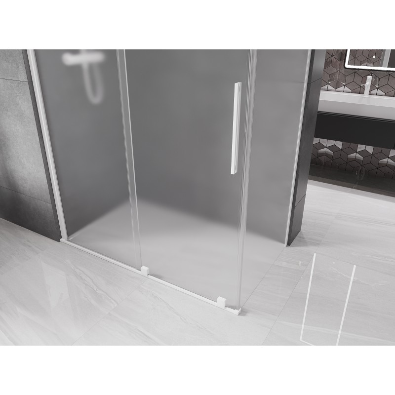 Mexen Velar cabine de douche coulissante 140 x 80 cm, givrée, blanche - 871-140-080-31-20