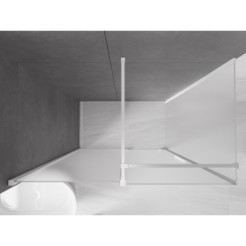 Mexen Velar cabine de douche coulissante 140 x 80 cm, givrée, blanche - 871-140-080-31-20