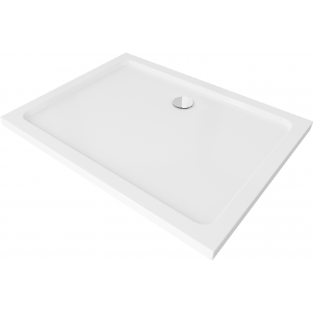 Mexen Flat receveur de douche rectangulaire slim 100 x 70 cm, Blanc, siphon Chrome - 40107010