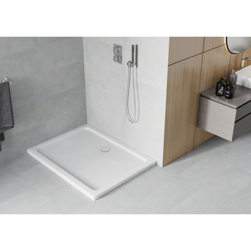 Mexen Flat receveur de douche rectangulaire slim 100 x 70 cm, blanc, siphon chromé - 40107010
