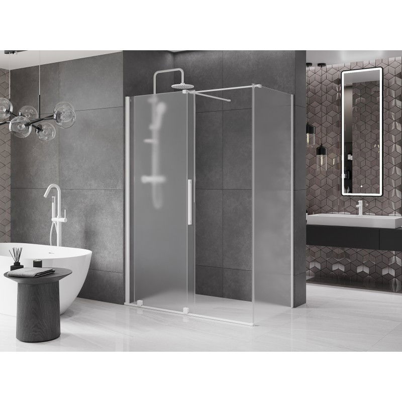 Mexen Velar cabine de douche coulissante 160 x 100 cm, givrée, blanche - 871-160-100-31-20