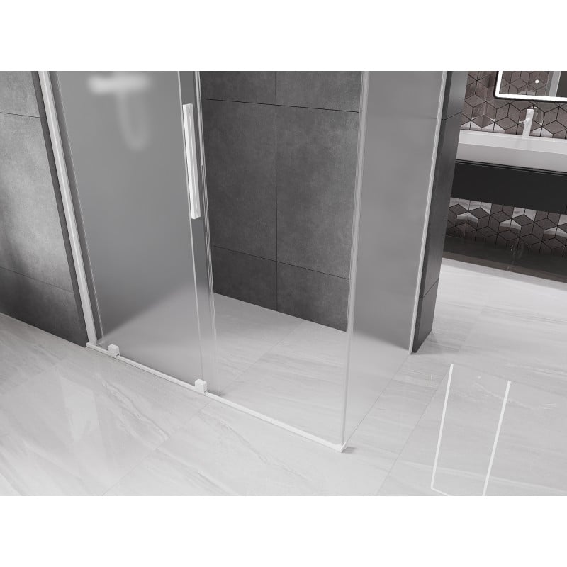 Mexen Velar cabine de douche coulissante 160 x 75 cm, givre, blanc - 871-160-075-31-20