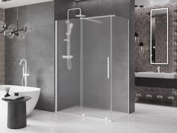 Mexen Velar cabine de douche coulissante 160 x 80 cm, givrée, blanche - 871-160-080-31-20