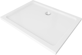 Mexen Flat receveur de douche rectangulaire slim 80 x 70 cm, Blanc, siphon Chrome - 40107080