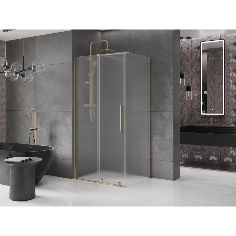 Mexen Velar cabine de douche coulissante 90 x 85 cm, givrée, or - 871-090-085-31-50