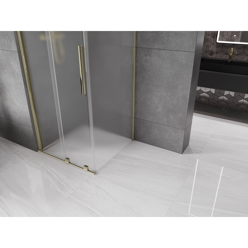 Mexen Velar cabine de douche coulissante 90 x 90 cm, givre, or - 871-090-090-31-50