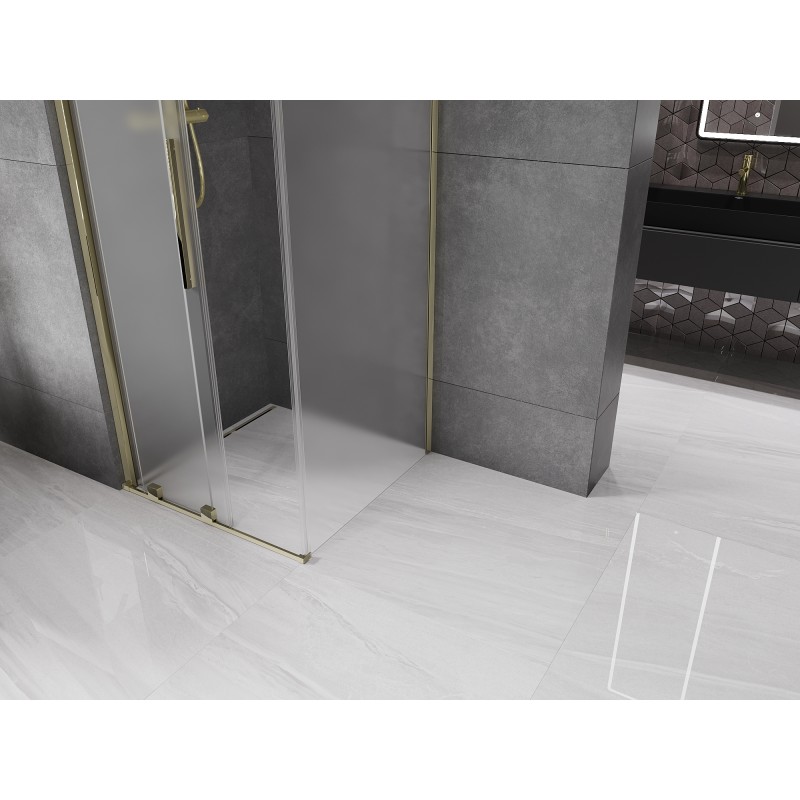 Mexen Velar cabine de douche coulissante 90 x 90 cm, givre, or - 871-090-090-31-50