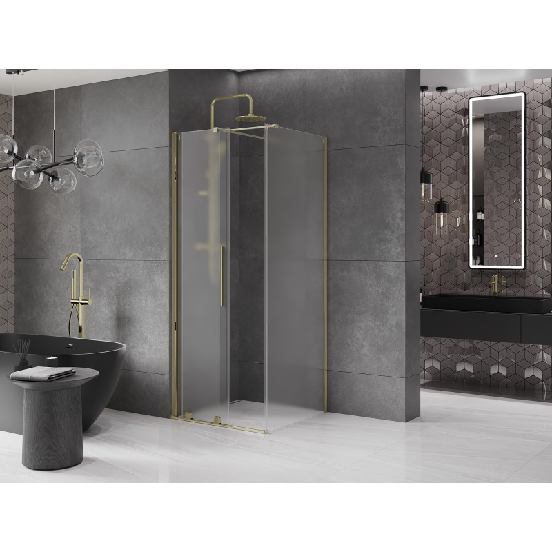 Mexen Velar cabine de douche coulissante 90 x 90 cm, givre, or - 871-090-090-31-50