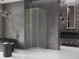 Mexen Velar cabine de douche coulissante 100 x 100 cm, dépoli, or - 871-100-100-31-50