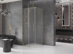 Mexen Velar cabine de douche coulissante 120 x 120 cm, givrée, or - 871-120-120-31-50