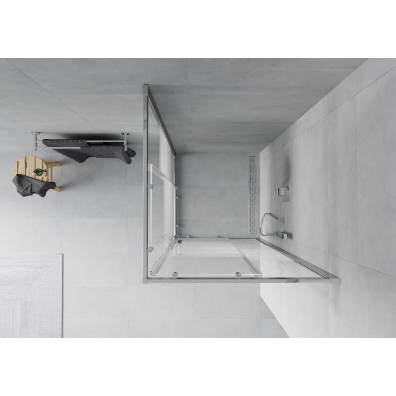 Mexen Rio cabine de douche carrée 90 x 90 cm, bandes blanches, chrome - 860-090-090-01-20