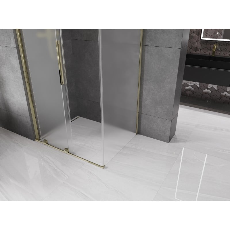 Mexen Velar cabine de douche coulissante 130 x 80 cm, givrée, or - 871-130-080-31-50