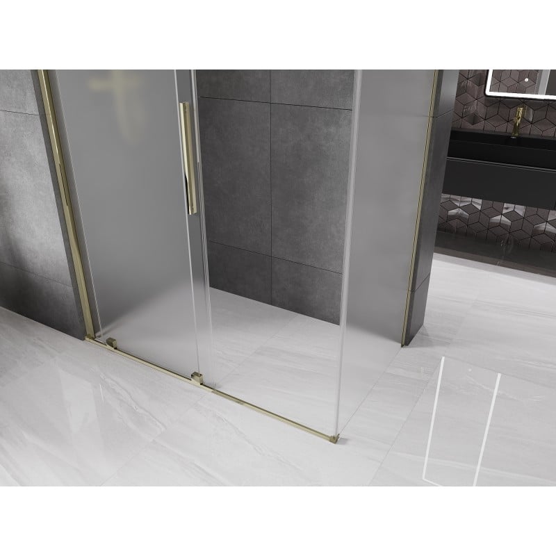 Mexen Velar cabine de douche coulissante 160 x 80 cm, givré, or - 871-160-080-31-50