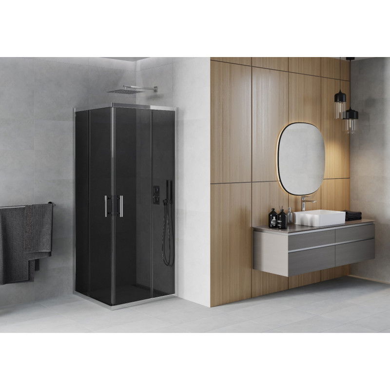Mexen Rio cabine de douche carrée 70 x 70 cm, graphite, chrome - 860-070-070-01-40