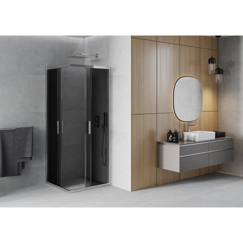 Mexen Rio cabine de douche carrée 90 x 90 cm, graphite, chrome - 860-090-090-01-40