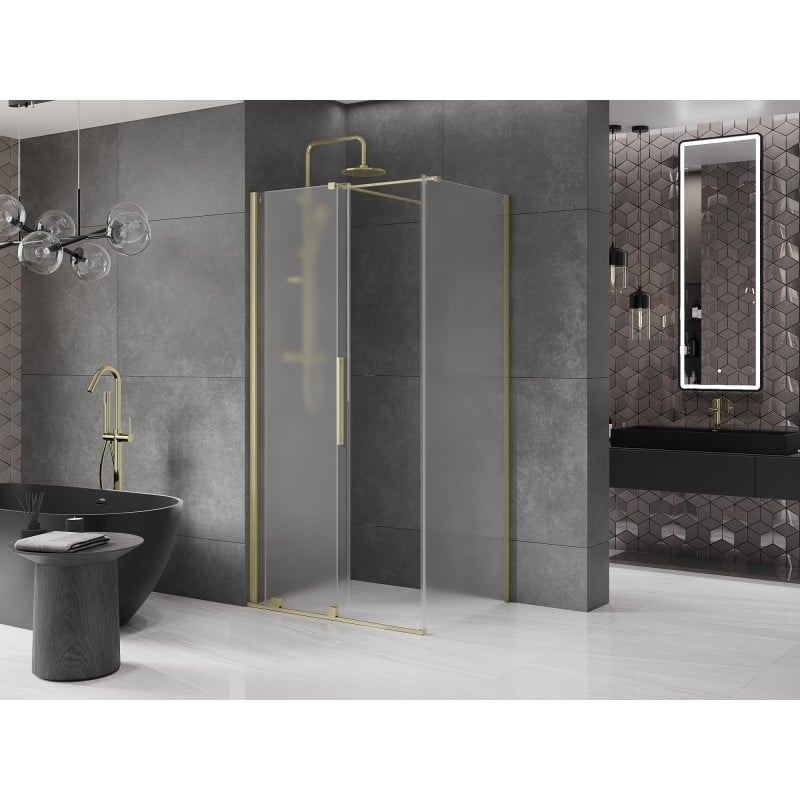 Mexen Velar cabine de douche coulissante 110 x 70 cm, givrée, or brossé - 871-110-070-31-55