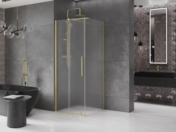 Mexen Velar cabine de douche à porte coulissante 110 x 110 cm, givrée, or brossé - 871-110-110-31-55
