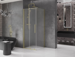 Mexen Velar cabine de douche coulissante 120 x 120 cm, givrée, or brossé - 871-120-120-31-55