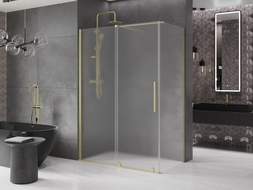 Mexen Velar cabine de douche coulissante 140 x 75 cm, givré, or brossé - 871-140-075-31-55