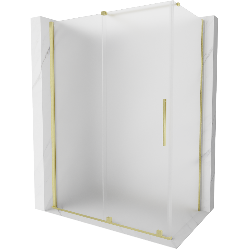 Mexen Velar cabine de douche coulissante 140 x 80 cm, givré, or brossé - 871-140-080-31-55