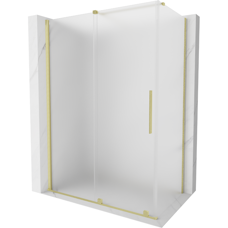Mexen Velar cabine de douche coulissante 140 x 85 cm, givrée, or brossé - 871-140-085-31-55
