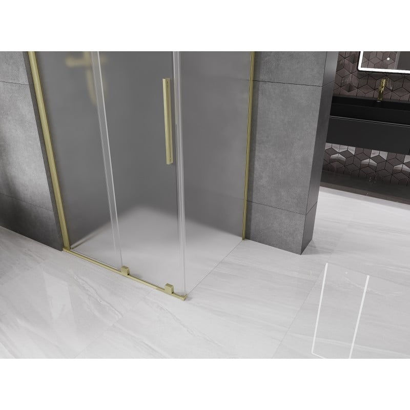 Mexen Velar cabine de douche coulissante 140 x 100 cm, givre, or brossé - 871-140-100-31-55