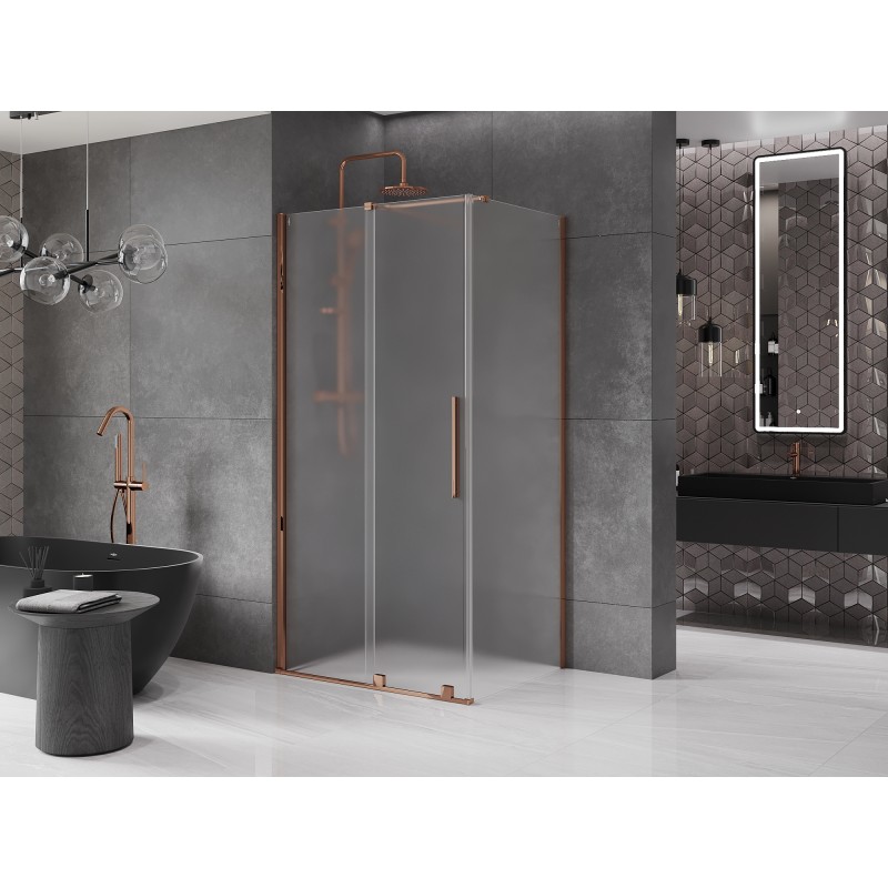 Mexen Velar cabine de douche coulissante 90 x 100 cm, givre, or rose - 871-090-100-31-60