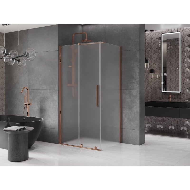 Mexen Velar cabine de douche coulissante 100 x 80 cm, givre, or rose - 871-100-080-31-60