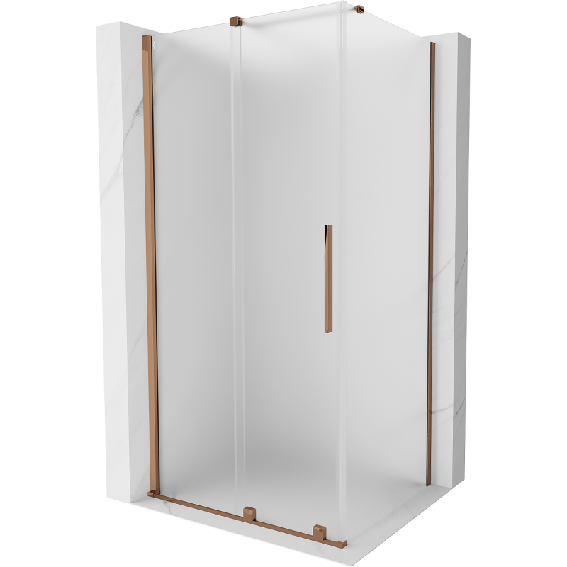 Cabine de douche coulissante Mexen Velar 90 x 100 cm, givrée, or rose - 871-090-100-31-60