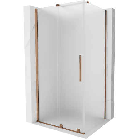 Cabine de douche coulissante Mexen Velar 90 x 100 cm, givrée, or rose - 871-090-100-31-60